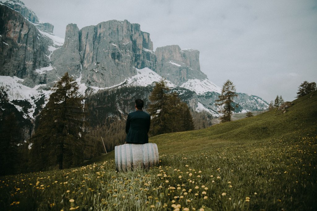 Groom Waiting For The Bride For The First Look Between Spouses - Wedding In The Dolomites, Colfosco